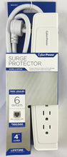 Load image into Gallery viewer, NEW! CyberPower P604TRC1 4 ft. 6-Outlet RJ11 Surge Protector with Phone Line DSL