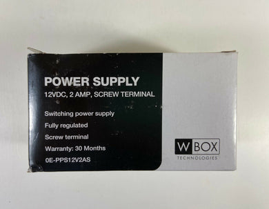 NEW! WBOX Technologies 0E-PPS12V2AS 12VDC, 2AMP, With Ground - Power Supply