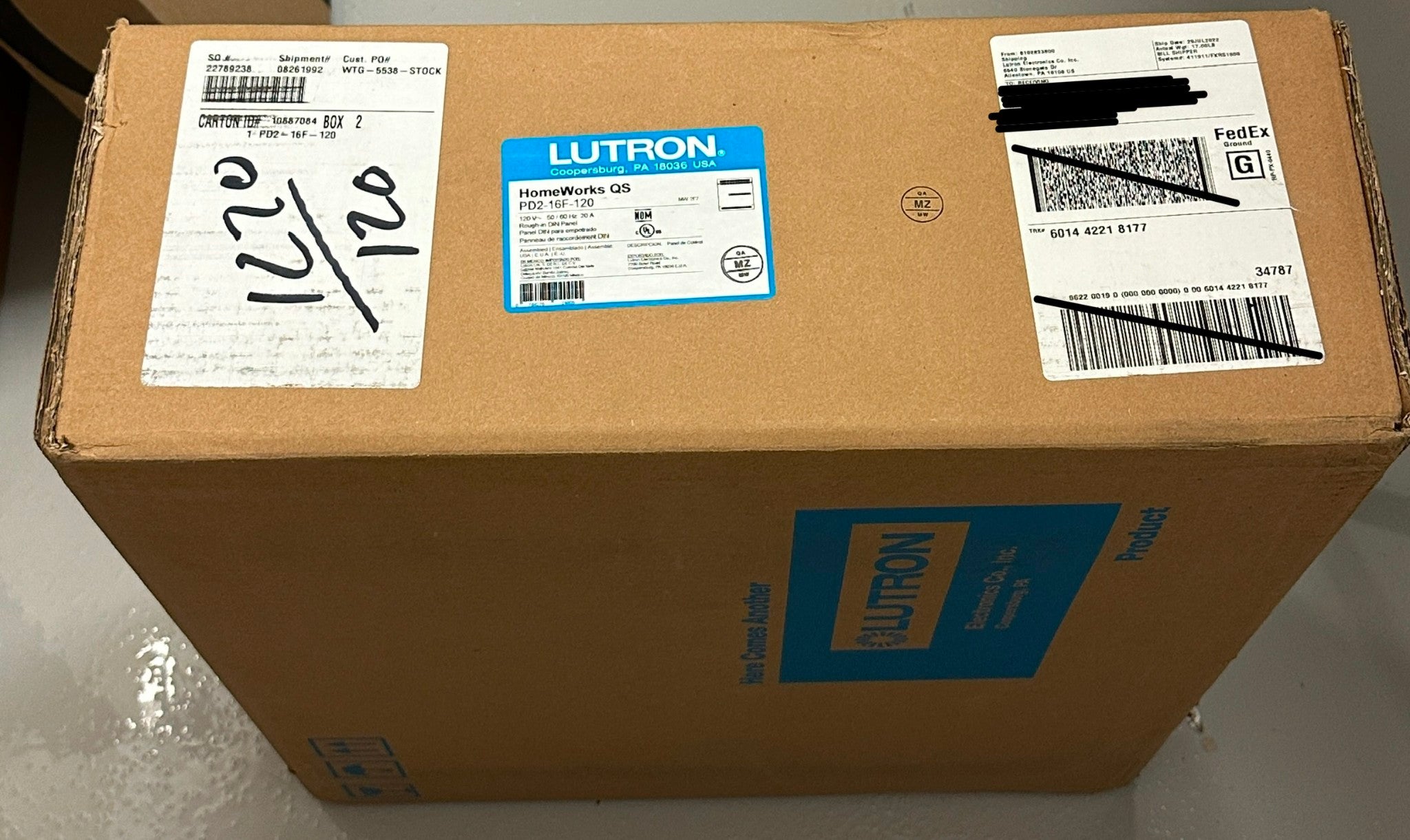 NEW! Lutron PD2-16F-120 2-Module DIN Satellite Panel for HomeWorks QS ...