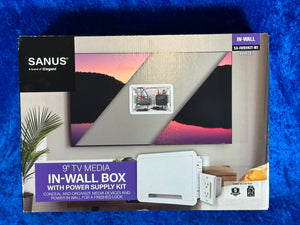 NEW! Sanus SA-IWB9KIT-W1 9" TV Media In-Wall Box with Power Supply Kit