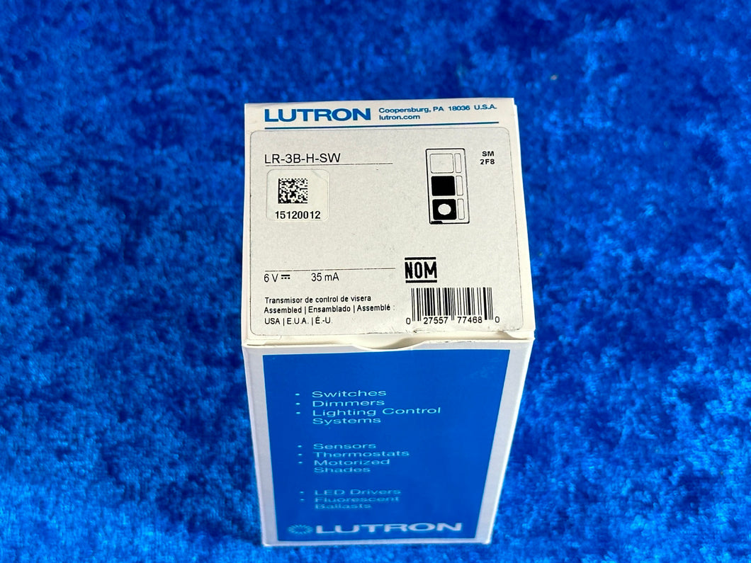NEW! Lutron LR-3B-H-SW 3-Button Transmitter Garage Door Visor Control White
