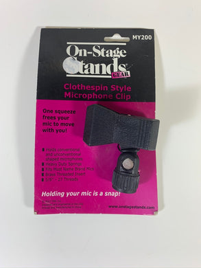 NEW! On Stage Stands Gear MY200 Clothespin Style Microphone Clip