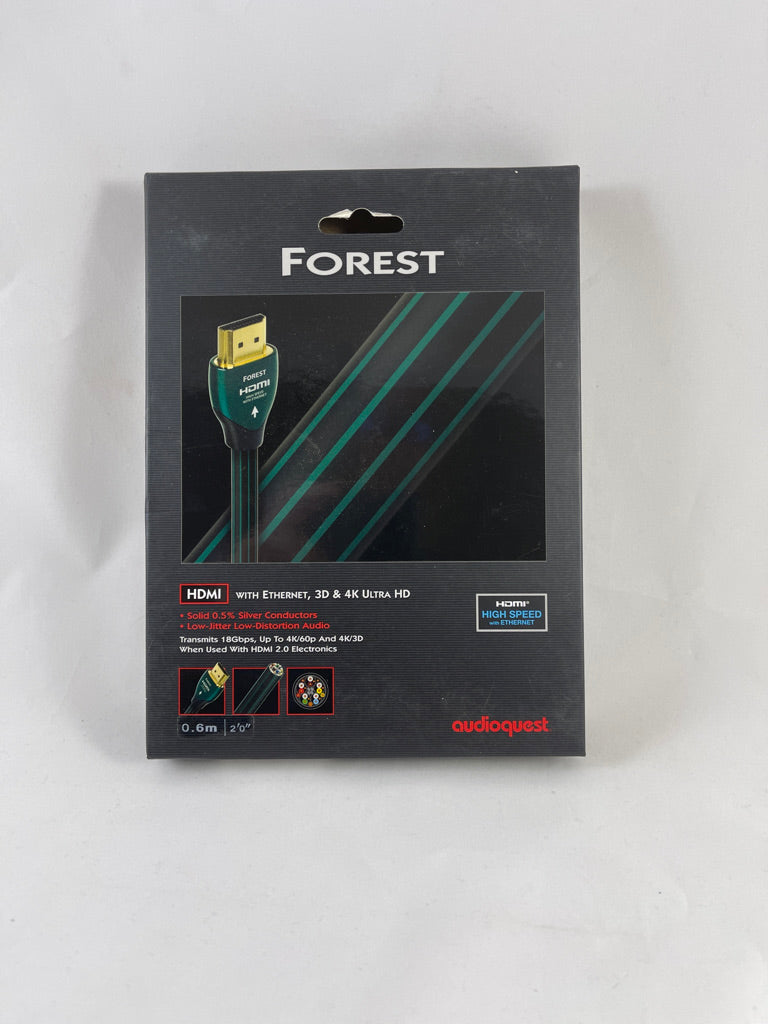 NEW! Audioquest Forest HDMI 4k Ultra High Definition Cable .6 meter .6m 2 feet